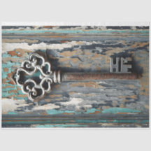 Rusty Key 1 with Beautiful Patina Tissue Paper