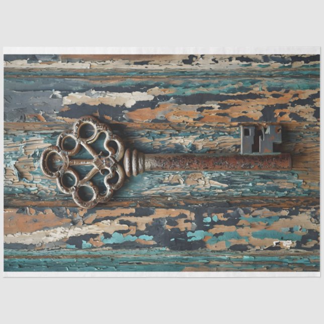 Rusty Key 2 Decoupage Tissue Paper (Front)