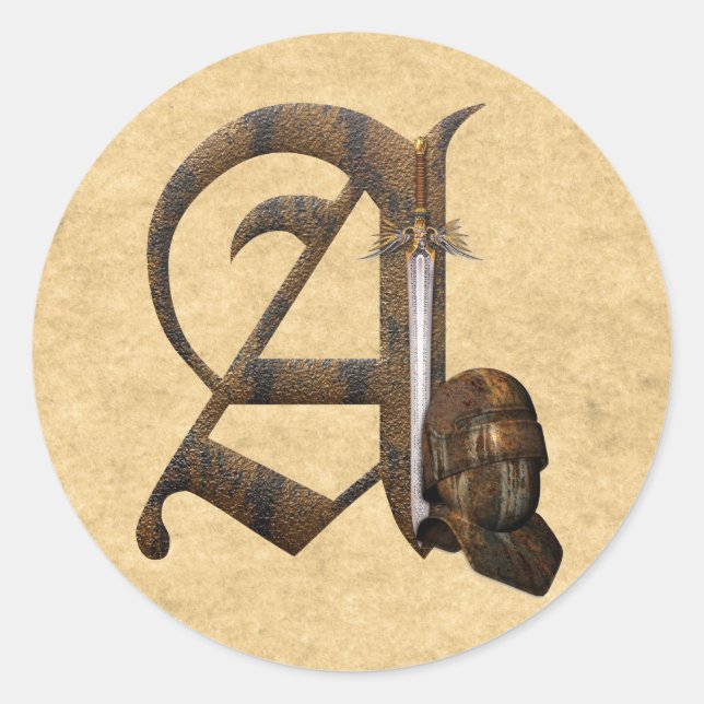 Rusty Knights Initial A Classic Round Sticker (Front)