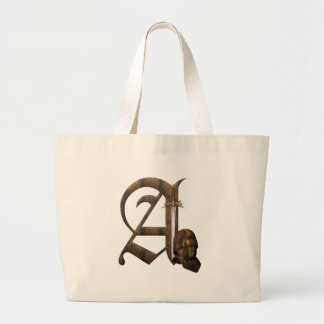 Rusty Knights Initial A Large Tote Bag