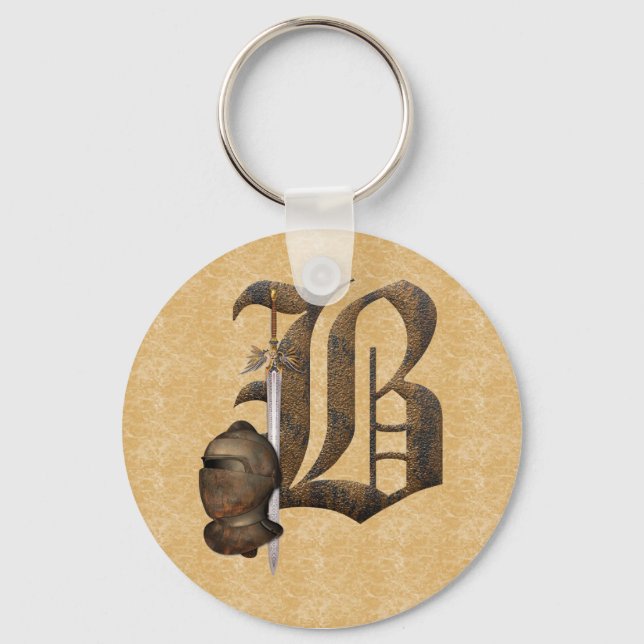 Rusty Knights Initial B Key Ring (Front)