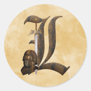 Rusty Knights Initial L Classic Round Sticker