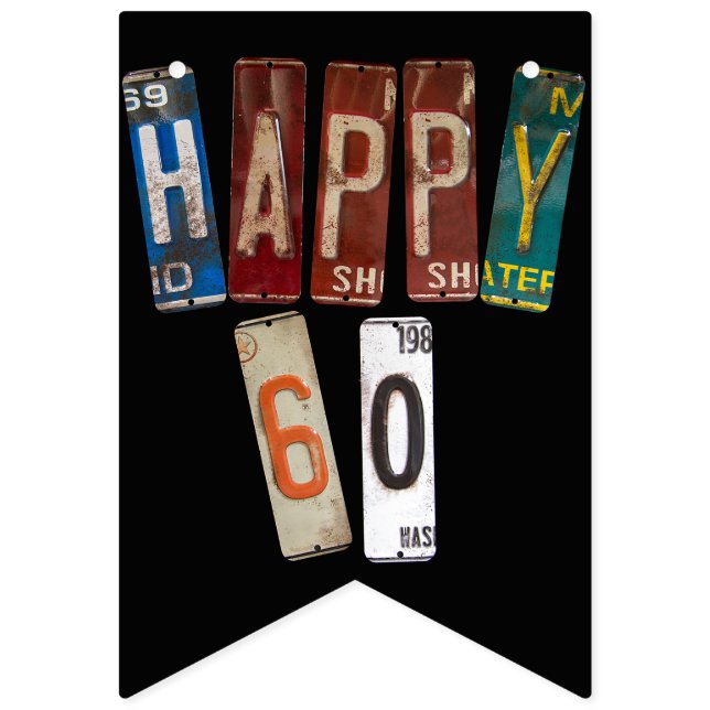 rusty license plate 60th birthday bunting  (Third Flag)