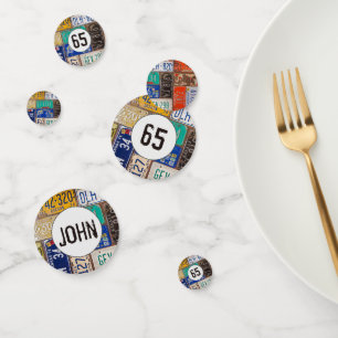 Rusty License Plate 65th Birthday Confetti