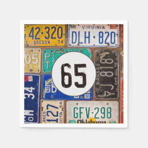 Rusty License Plate 65th Birthday Napkins