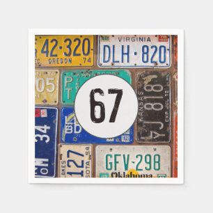 Rusty License Plate 67th Birthday Napkins