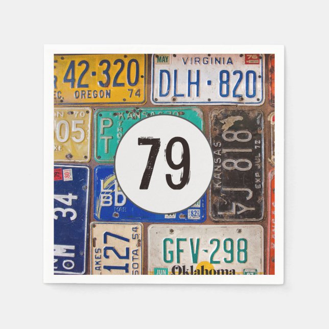 Rusty License Plate 79th Birthday Napkin (Front)