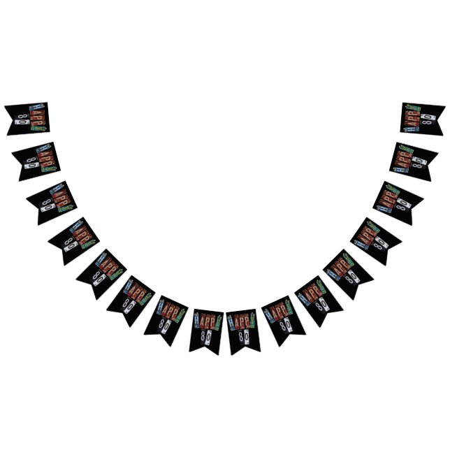 rusty license plate 80th birthday bunting  (All)