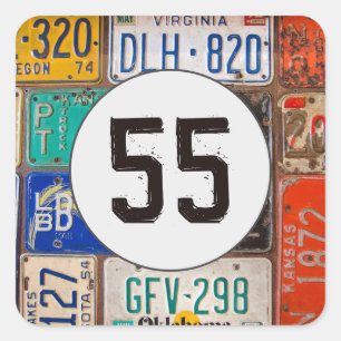 Rusty License Plates for 55th Birthday Square Sticker