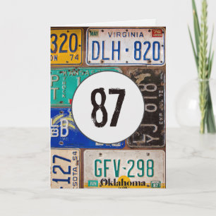 Rusty License Plates for 87th Birthday Card