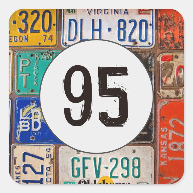Rusty License Plates for 95th Birthday Square Sticker (Front)
