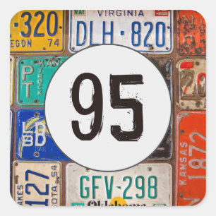 Rusty License Plates for 95th Birthday Square Sticker