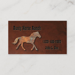 Rusty Metal Horse and Leather Business Card