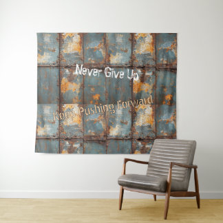 Rusty Metal Industrial 2 Text Tapestry