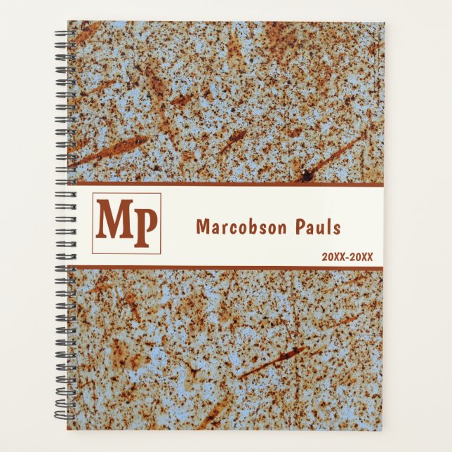 Rusty Metal Masculine Industrial Art Planner (Front)