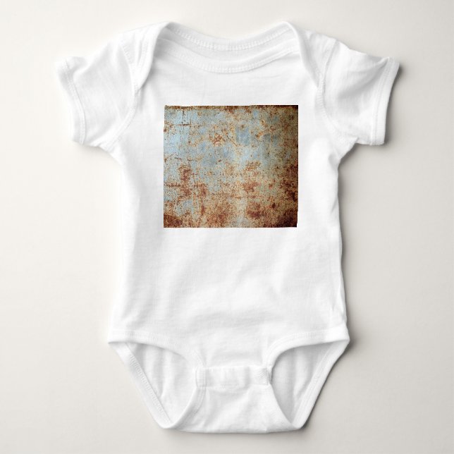 Rusty metal panel, textured background baby bodysuit (Front)