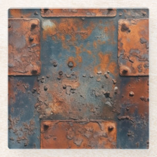 Rusty Metal Panels Glass Coaster