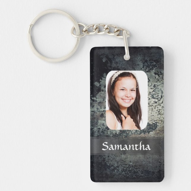 Rusty metal photo template key ring (Front)