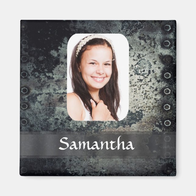 Rusty metal photo template magnet (Front)