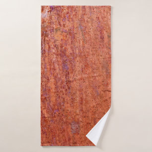 Rusty metal plate etched by corrosionabstract, age bath towel