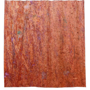 Rusty metal plate etched by corrosionabstract, age shower curtain
