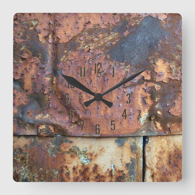 Rusty Metal Siding Old Industrial Building Square Wall Clock (Front)