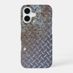 Rusty Metal Style Diamond Plate iPhone 16 Case