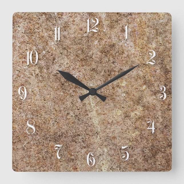 Rusty metal surface square wall clock (Front)