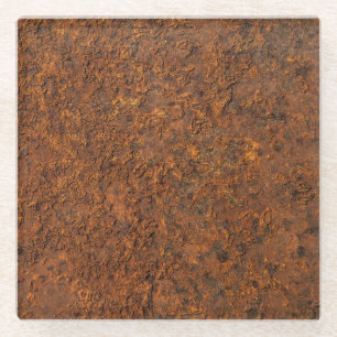 Rusty Metal: Textured Iron Aesthetics. Glass Coaster