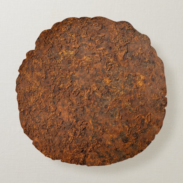 Rusty Metal: Textured Iron Aesthetics. Round Cushion (Front)