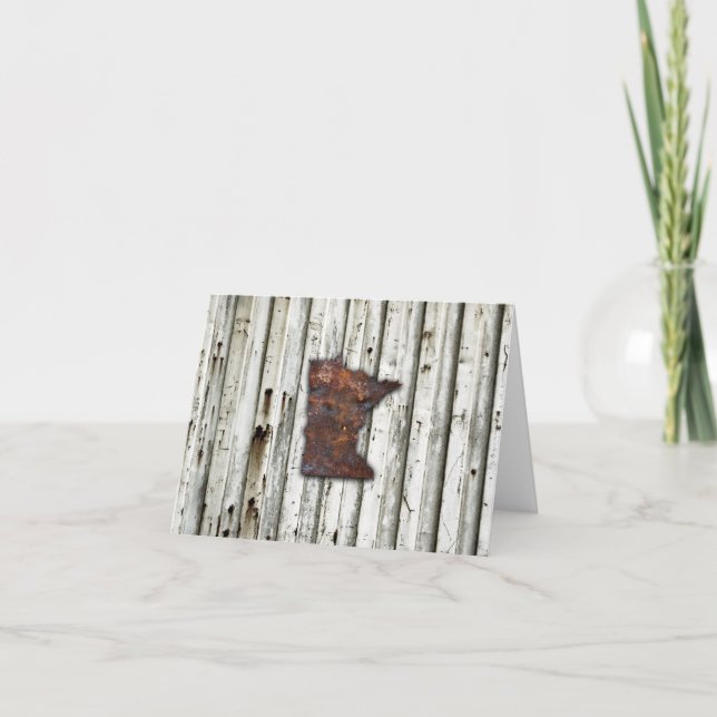 Rusty Minnesota Shape Thank You Card (Front)