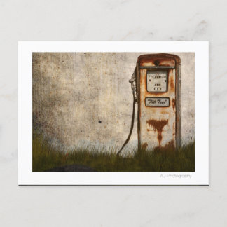 Rusty Old Antique gas pump Postcard