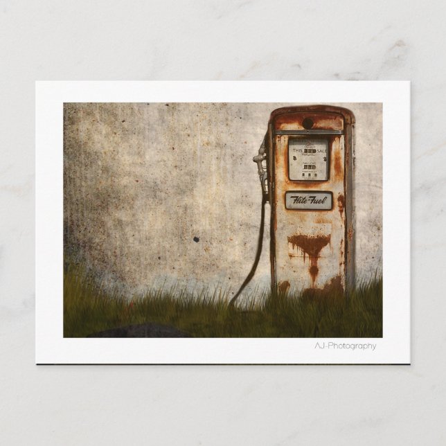 Rusty Old Antique gas pump Postcard (Front)
