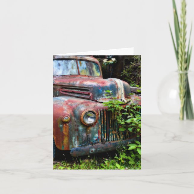 Rusty Old Antique Truck Card (Front)