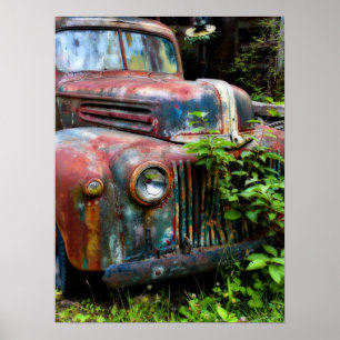 Rusty Old Antique Truck Poster