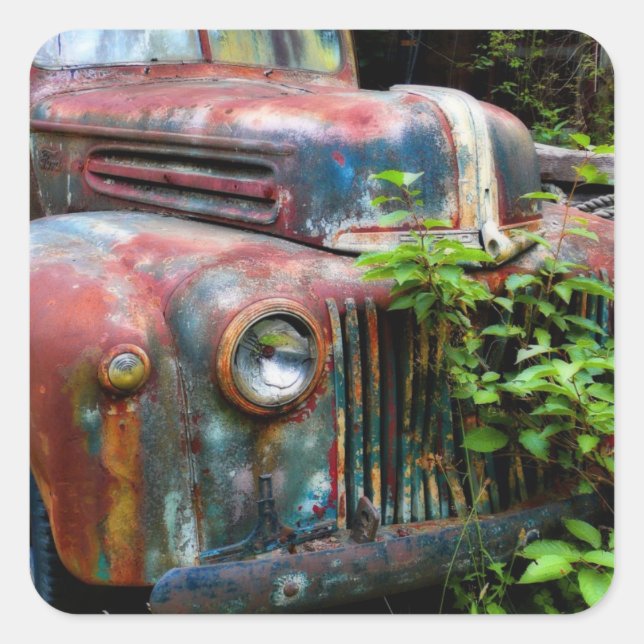 Rusty Old Antique Truck Square Sticker (Front)