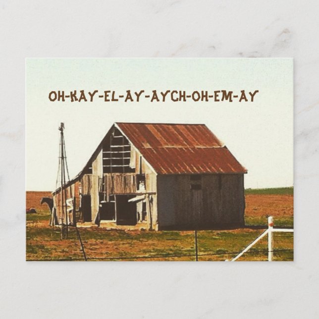 Rusty Old Barn in Oklahoma Postcard (Front)
