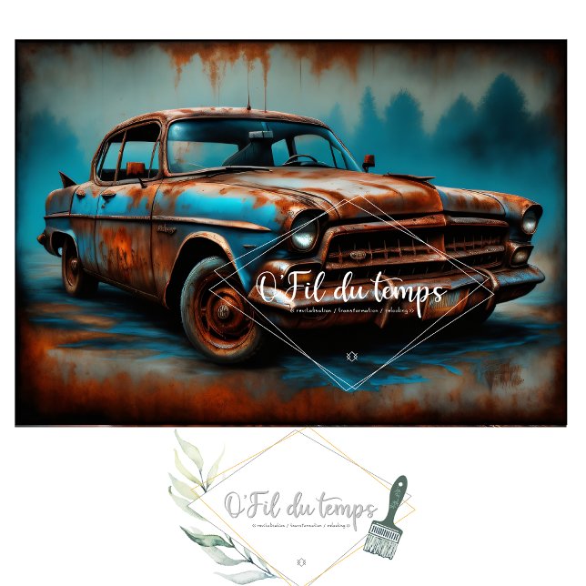 Rusty old car post-apocallyptic Tissue paper  (Creator Uploaded)