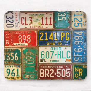 rusty old license plates mouse mat