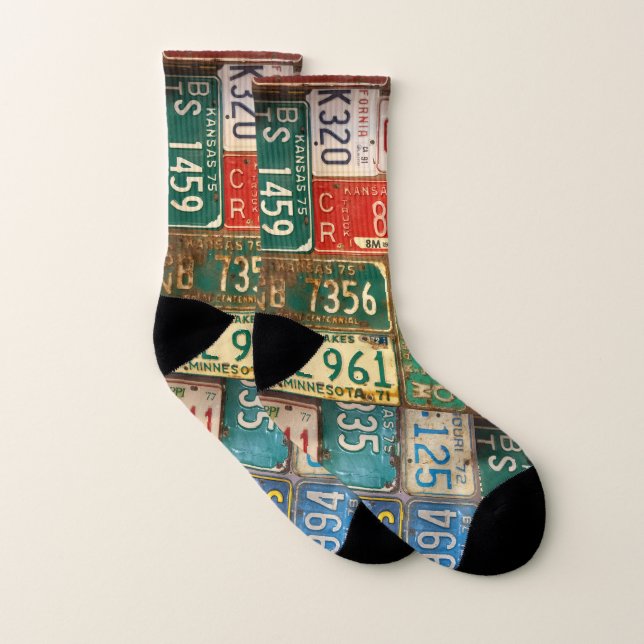 rusty old license plates socks (Pair)