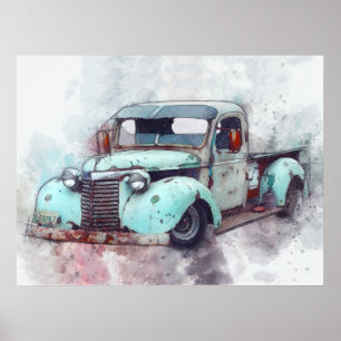 Rusty Old Truck Vintage Poster