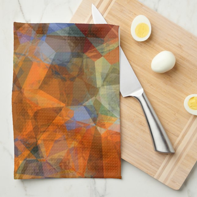 Rusty Orange Modern Abstract Design Tea Towel (Quarter Fold)