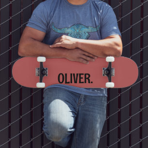 Rusty Orange Modern Name Classic Trendy Skateboard