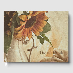 Rusty Orange Sunflowers Guest Book