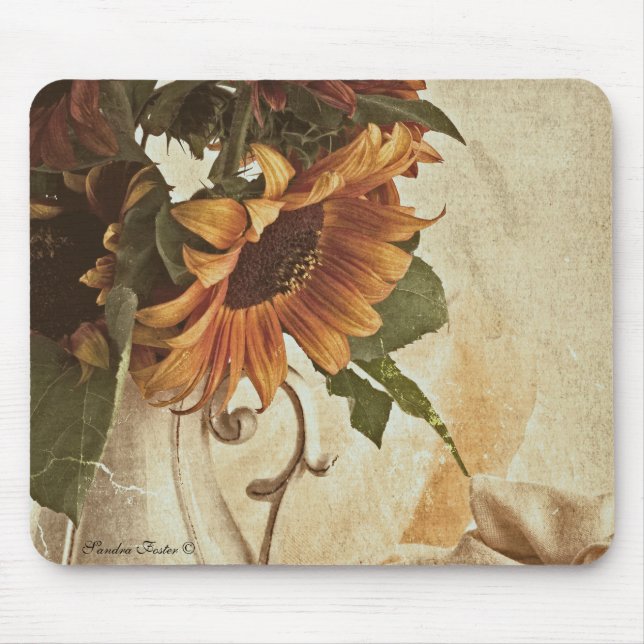 Rusty Orange Sunflowers Mouse Mat (Front)