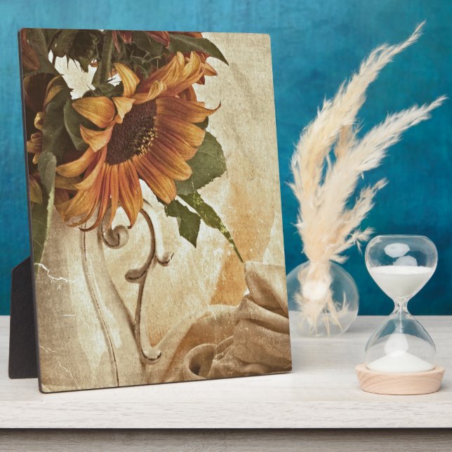 Rusty Orange Sunflowers Plaque (Side)
