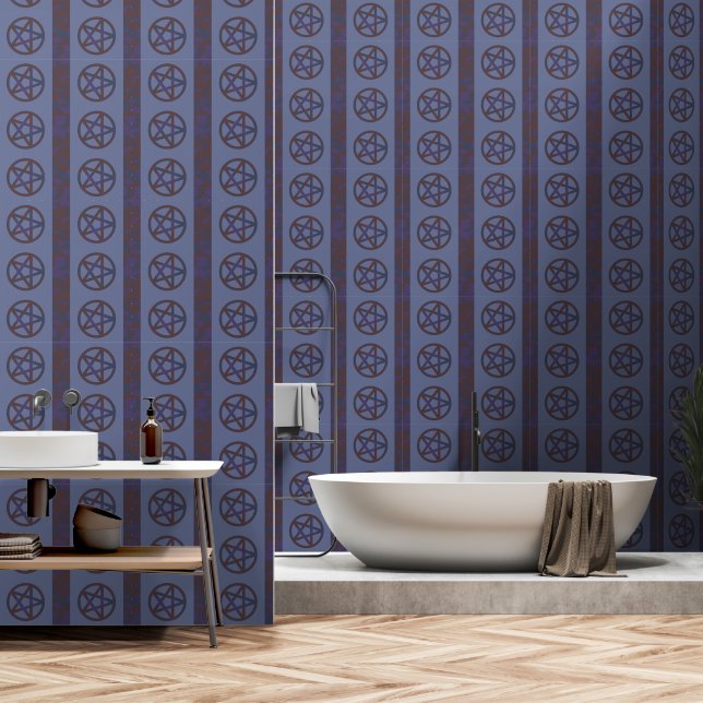 Rusty Pentagram Blue Wallpaper (Bathroom)