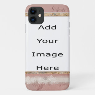 Rusty Pink & White Flowered Border iPhone 11 Case