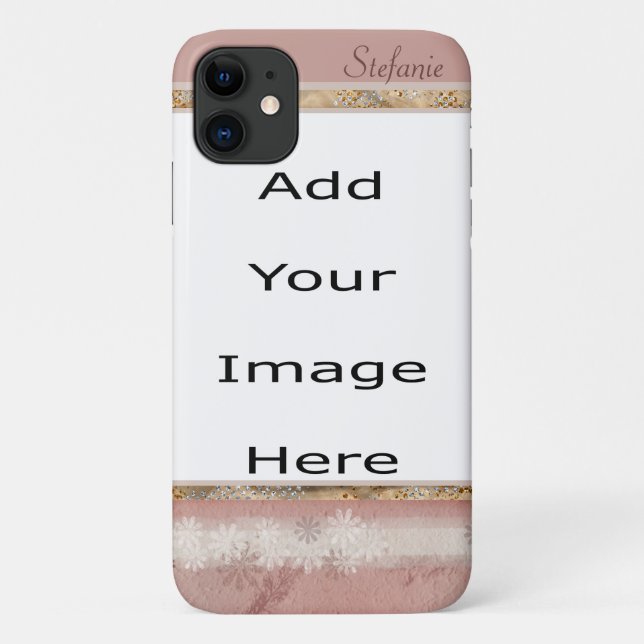Rusty Pink & White Flowered Border Case-Mate iPhone Case (Back)