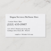 Rusty Pipe Metal Work or Scrap Recycling Business Card (Back)
